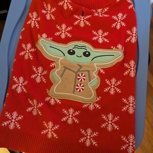 Red Dog Sweater with Snowflakes and Character Design